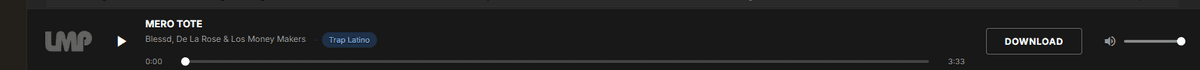 The Record Pool player bar previewing a track — title, artist, genre tag, scrubber and a Download button